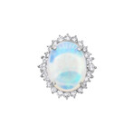 Estate Platinum Opal + Diamond Ring // Ring Size: 6 // Pre-Owned