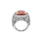 Estate 18k White Gold + Diamond + Morganite Ring // Ring Size: 8.5 // Pre-Owned