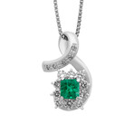 Estate Platinum Diamond + Emerald Necklace // 18" // Pre-Owned