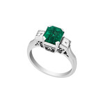 Estate Platinum Colombian Emerald + Diamond Ring // Ring Size: 7 // Pre-Owned