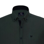 Jax Button Down Shirt // Green + Navy (M)