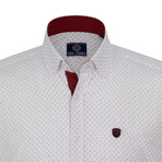Kris Button Down Shirt // White + Red (L)