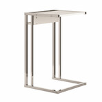 Finley End Table // Matte White + Chromed Metal Frame