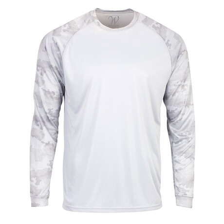 Perform Basics Dri-Tech Raglan Contrast Camo Long Sleeve T-Shirt // White (S)