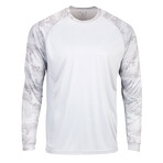 Perform Basics Dri-Tech Raglan Contrast Camo Long Sleeve T-Shirt // White (2XL)