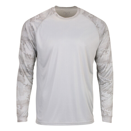 Perform Basics Dri-Tech Raglan Contrast Camo Long Sleeve T-Shirt // Gray (S)
