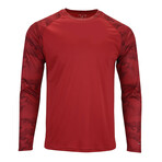 Perform Basics Dri-Tech Raglan Contrast Camo Long Sleeve T-Shirt // Red (2XL)