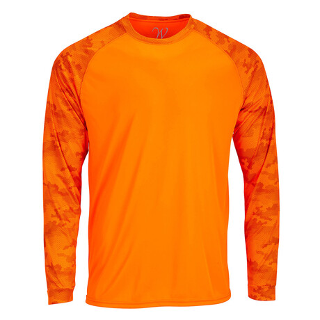 Perform Basics Dri-Tech Raglan Contrast Camo Long Sleeve T-Shirt // Orange (S)