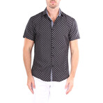 Square Short Sleeve Button Up Shirt // Black (L)