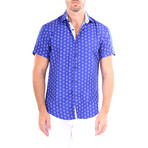 Anchor Short Sleeve Button Up Shirt // Blue (L)