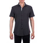 Tiny Anchor Short Sleeve Button Up Shirt // Black (XL)