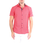 Diamond Short Sleeve Button Up Shirt // Red (XL)