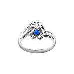 Platinum Diamond + No Heat Sapphire Ring // Ring:Size 6.5 // Pre-Owned
