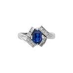 Platinum Diamond + No Heat Sapphire Ring // Ring:Size 6.5 // Pre-Owned