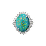 Platinum Diamond + Black Opal Ring // Ring:Size 6.75 // Pre-Owned