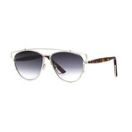 Women Oval Sunglasses // Silver Havana + Gray
