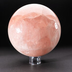 Large Polished Rose Quartz Sphere + Acrylic Display Stand