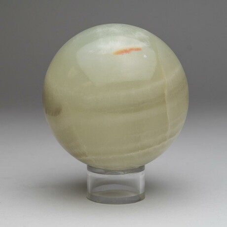 Genuine Polished Green Banded Onyx Sphere + Acrylic Display Stand