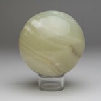 Genuine Polished Green Banded Onyx Sphere + Acrylic Display Stand