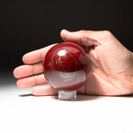 Genuine Polished Carnelian Sphere + Acrylic Display Stand