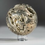 Genuine Polished Pyrite Sphere + Acrylic Display Stand