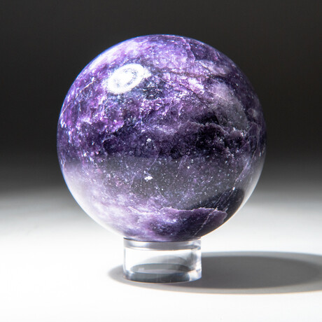 Genuine Polished Lepidolite Sphere + Acrylic Display Stand // V2