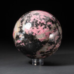 Genuine Polished Imperial Rhodonite Sphere + Acrylic Display Stand // V2