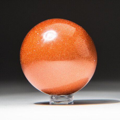Genuine Polished Red Goldstone Sphere + Acrylic Display Stand // V1