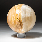 Genuine Polished Honey Onyx Sphere + Acrylic Display Stand