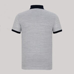 Solid Collar Printed Short Sleeve Polo // White + Black (XL)