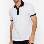Solid Collar Short Sleeve Polo // White + Black (L)