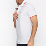 Striped Collar Short Sleeve Polo // White (2XL)