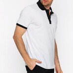 Solid Collar Short Sleeve Polo // White + Black (XL)
