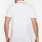Striped Collar Short Sleeve Polo // White (XL)