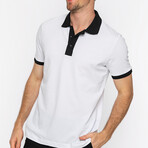 Solid Collar Short Sleeve Polo // White + Black (L)