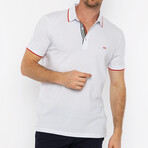 Striped Collar Short Sleeve Polo // White (L)