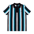 Yarn Dyed Vertical Stripe Polo // Black Blue Combo (S)