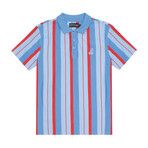 Yarn Dyed Vertical Stripe Polo // Denim Red Combo (2XL)