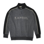 Mens 3D Kangol 1/4 Zip Fleece Pullover // Charcoal + Black (S)