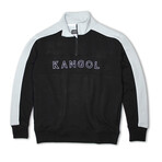 Mens 3D Kangol 1/4 Zip Fleece Pullover // Black + Gray (L)