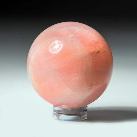 Genuine Polished Rose Quartz Sphere + Acrylic Display Stand // V1