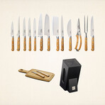 Complete Kitchen Knives + Block // Set of 17