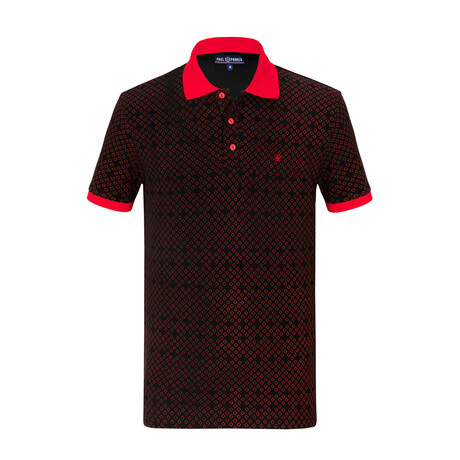 Ross Short Sleeve Polo // Black + Red (XS)