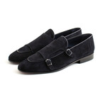 Cepeda Buckle Loafers // Navy Blue Suede (Euro 40)