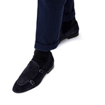 Cepeda Buckle Loafers // Navy Blue Suede (Euro 40)