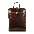 Emma // Women's Convertible Leather Backpack // Dark Brown