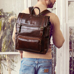 The Good Earth // Leather Backpack // Dark Brown