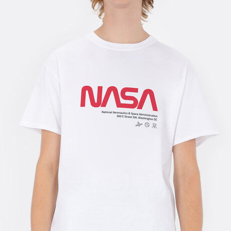 Red NASA Location Icon T-Shirt // White (Small)