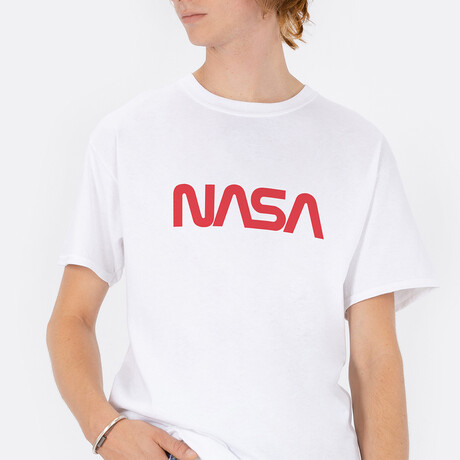 Red NASA Worm T-Shirt // White (Small)