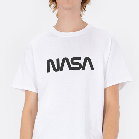 Black NASA Worm T-Shirt // White (Small)